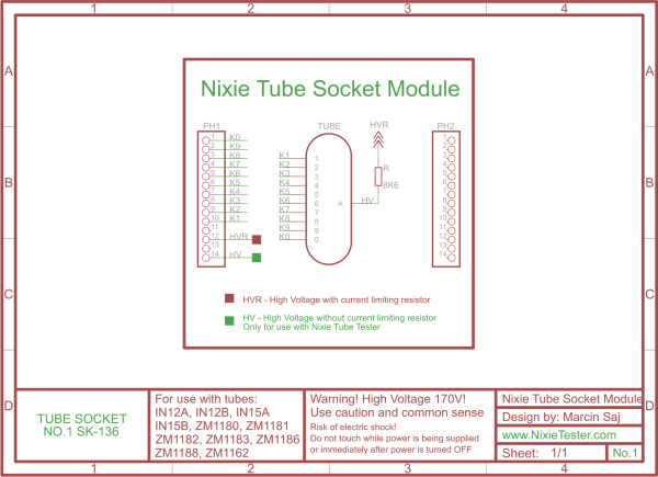 Nixie tube socket schematic