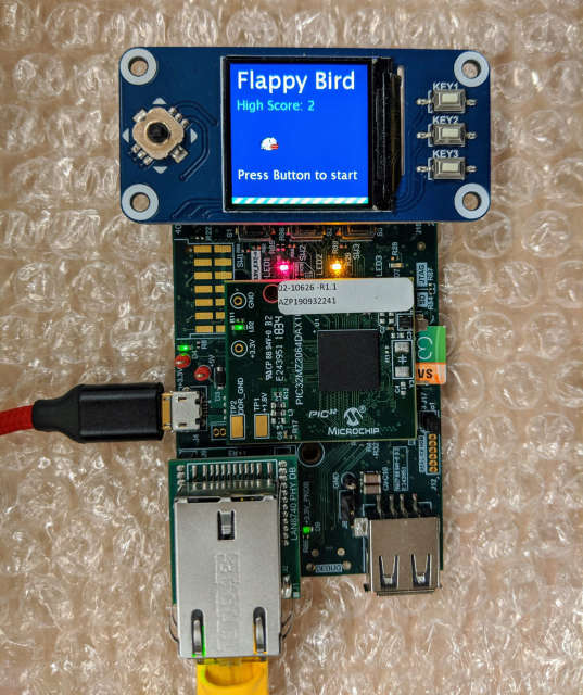 Flappy Bird on pic32mz-da